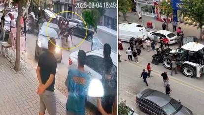 İş makinesi dehşet saçtı! Hem yayalara hem otomobillere çarptı