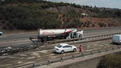 Körfez'de tanker kazası: D-100 trafiğe kapandı, bir yaralı