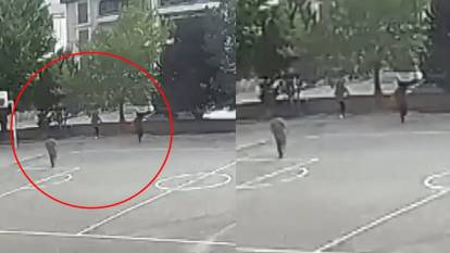 Kahraman okul müdürü! El freni çekilmeyen aracı çocukları ezmeden durdurdu