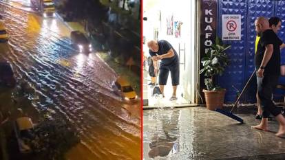 Sağanak yağış etkili oldu: Caddeler suyla doldu