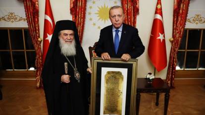 Cumhurbaşkanı Erdoğan, Kudüs Rum Ortodoks Patriği'ni kabul etti: Gazze'deki insanlık dramı konuşuldu!
