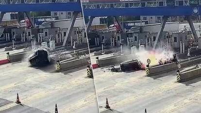 Otoyol gişesinde facia: Ölümlü kaza anbean kameraya yansıdı!