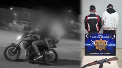 Motosiklet üzerinde oyuncak silahla silahlı poz veren 2 kişi yakalandı
