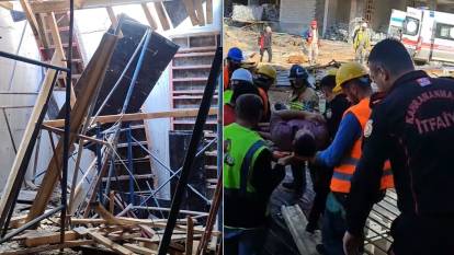 Kahramanmaraş'ta inşaat alanında çökme! 1 işçi yaralandı