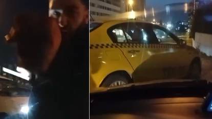 Kaçak mesken tutan taksiciler dehşet saçtı: Telefonla konuşmak için duran taksiciye saldırı anı kamerada