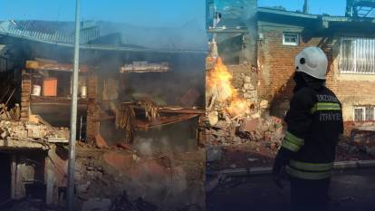 Erzurum'da doğalgaz patlaması: 2 ev çöktü