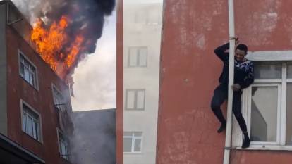 Sultangazi'de can pazarı: Yangından kurtulmak için tutunduğu borudan düştü